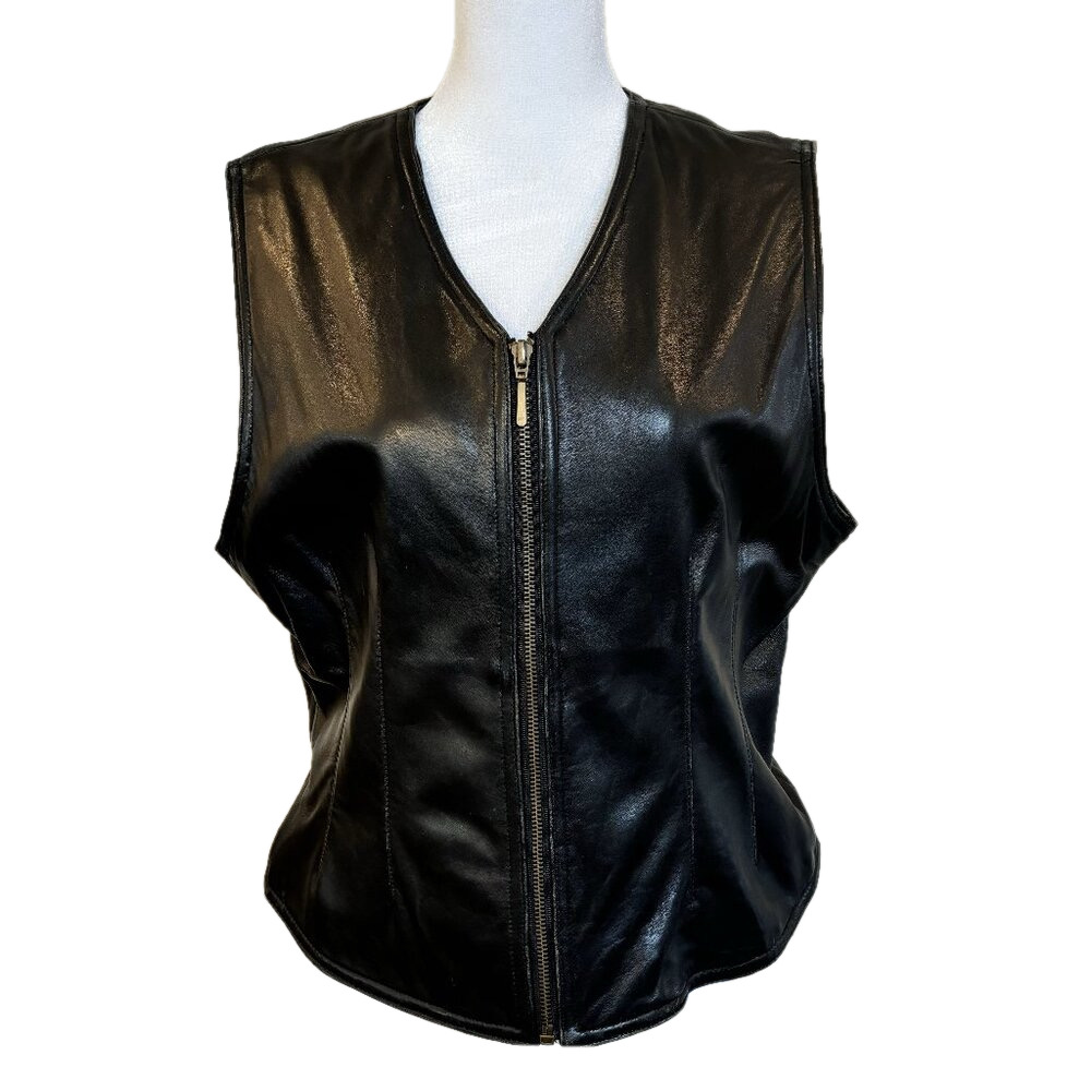 Vintage Lord & Taylor Leather Vest, Fully Lined, Darts Front & Back , Petite Lg